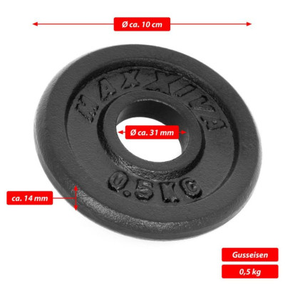 MAXXIVA Sada 8 závaží na činky celkom 4 kg, liatina, čierna