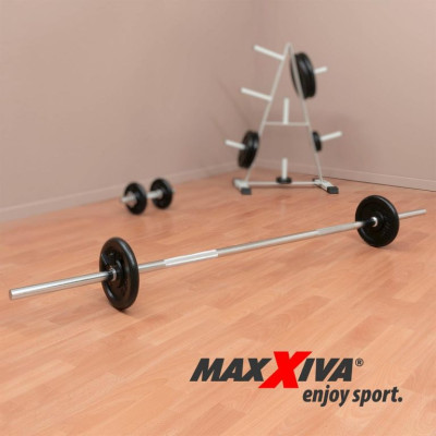 MAXXIVA Olympijská tyč s pružinovými zámkami 180 cm, striebo