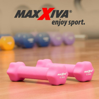 MAXXIVA sada činiek s neoprénovým poťahom 2x 0,5 kg, ružová