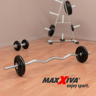 MAXXIVA Zakrivená obojručná EZ tyč 120 cm, strieborná