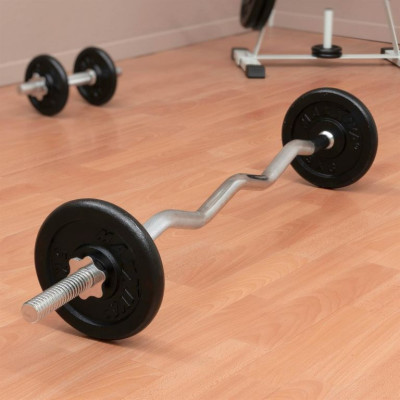 MAXXIVA Zakrivená obojručná EZ tyč 120 cm, strieborná