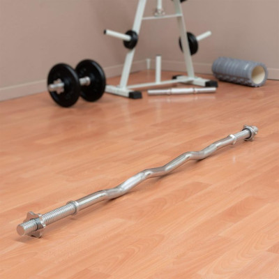 MAXXIVA zakrivená obojručná EZ tyč, 130 cm, strieborná