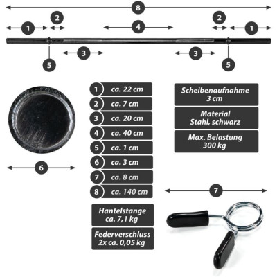 Maxxiva vzpieračská tyč na nakladanie,pružina,čierna,140 cm