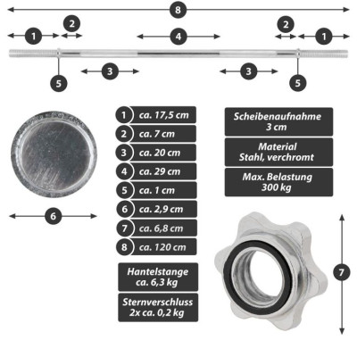 MAXXIVA hriadeľ na posilovanie bez závažia , 120 cm