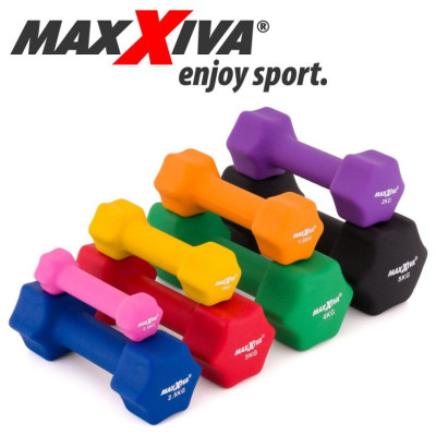 MAXXIVA sada činiek s neoprénovým poťahom 2x 1,5 kg, oranžov