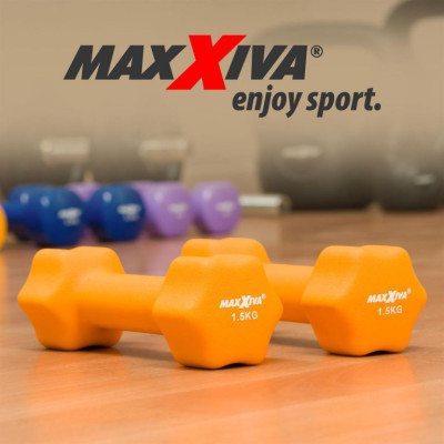 MAXXIVA sada činiek s neoprénovým poťahom 2x 1,5 kg, oranžov