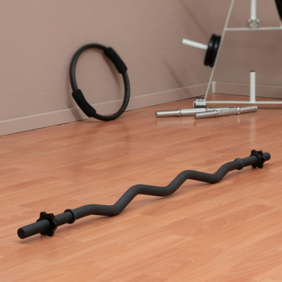 Maxxiva zakrivená činková tyč- čierna, 130cm, hviezd. zámky