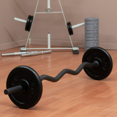 Maxxiva zakrivená činková tyč- čierna, 130cm, hviezd. zámky