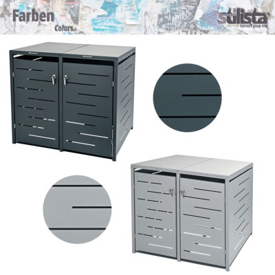 STILISTA skriňa na 2 popolnice 132 x 80 x 116 cm, strieborná