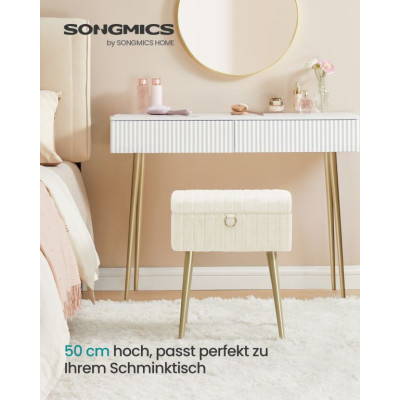 Taburet s úložným priestorom, krémovo biely, 30 x 40 x 50 cm