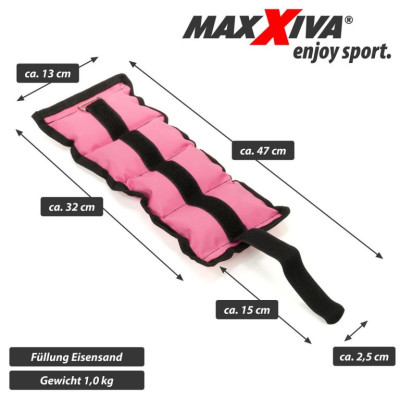 MAXXIVA záťažové manžety, 2 x 1 kg, ružová