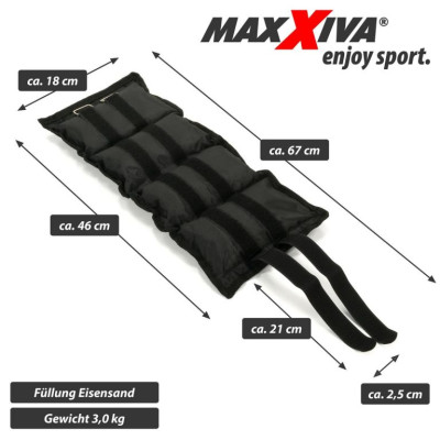 MAXXIVA záťažové manžety, 2 x 3 kg, čierna