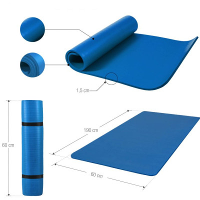Gorilla Sports Podložka na jogu, 190 x 60 cm, tmavo modrá