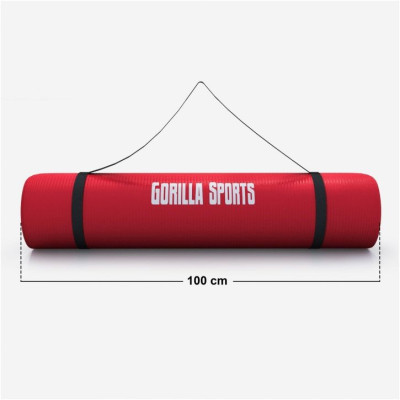 Gorilla Sports Podložka na jogu, 190 x 100 cm, červená