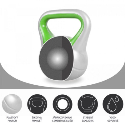 Gorilla Sports Kettlebell činka, vinylová, sv. zelená, 16 kg