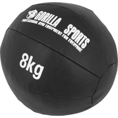 Gorilla Sports Kožený medicinbal, 8 kg, čierny