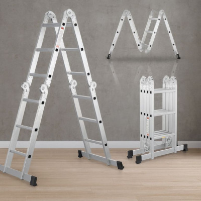 Hliníkový skladací rebrík 3,6 m, 4 dielny, 6 priečok, 150 kg