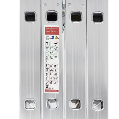 Hliníkový skladací rebrík 3,6 m, 4 dielny, 6 priečok, 150 kg