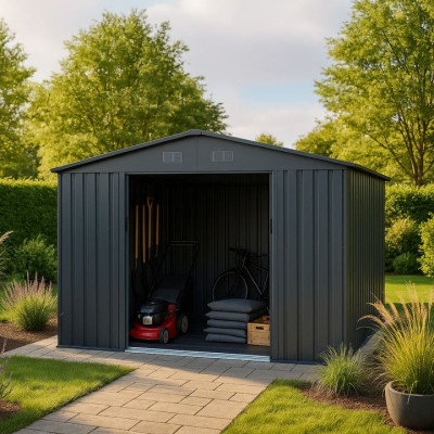 Kovový záhradný domček s posuvnými dverami 282 x 314 x 190 c