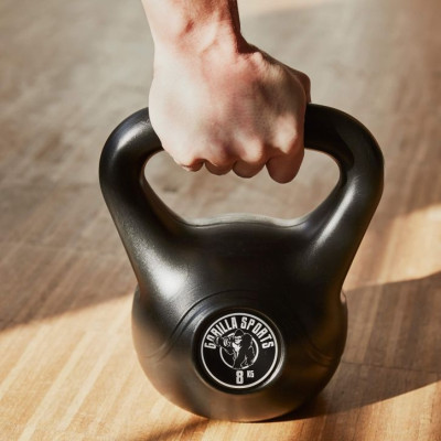 Gorilla Sports Sada kettlebell činiek, plast, čierna, 24 kg