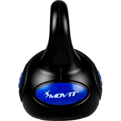 MOVIT kettlebell činka - 12 kg, čierna / tmavo- modrá