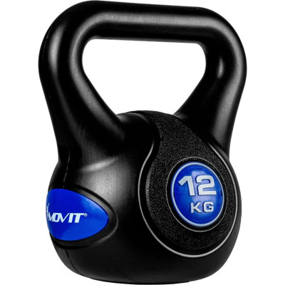 MOVIT kettlebell činka - 12 kg, čierna / tmavo- modrá