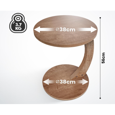 Kruhový odkladací stolík, orech, 38 x 38 x 56 cm