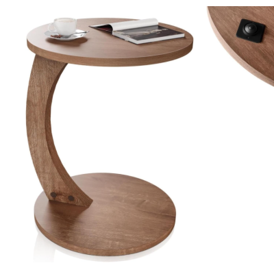 Kruhový odkladací stolík, orech, 38 x 38 x 56 cm