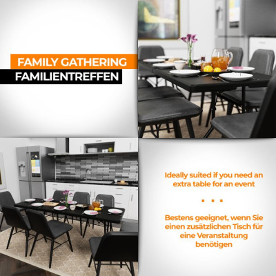 Jago skladací stôl  pre 8 osôb - čierny, 183 cm