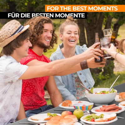 Jago skladací stôl  pre 8 osôb - čierny, 183 cm