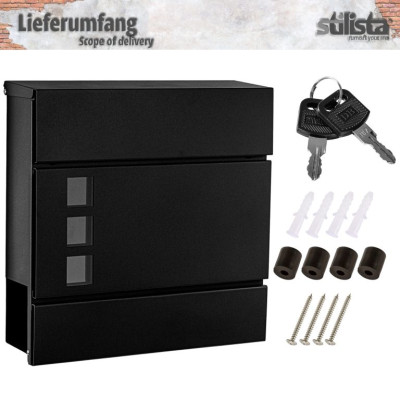 Poštová schránka Turín, 370 x 370 x 110, čierna