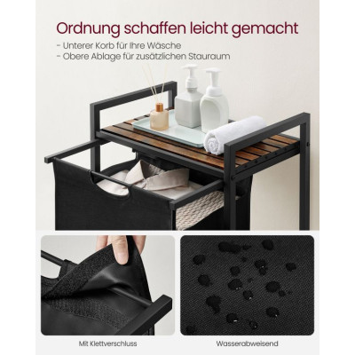 Úzky kôš na bielizeň 65 l s lamelovou policou a nôžkami