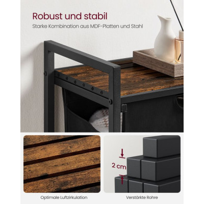 Úzky kôš na bielizeň 65 l s lamelovou policou a nôžkami