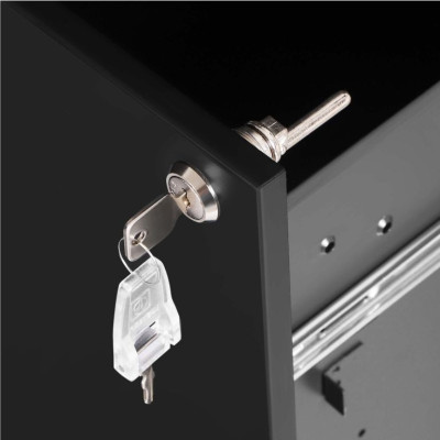 Kancelársky kontajner na kolieskach, 3 zásuvky, čierny, kov