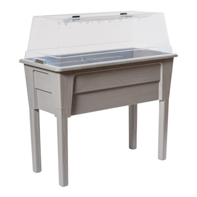 NIAGARA vyvýšený plastový kvetináč, svetlosivý