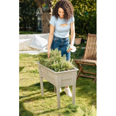 NIAGARA vyvýšený plastový kvetináč, svetlosivý
