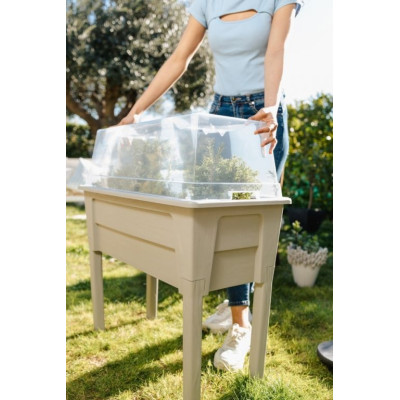 NIAGARA vyvýšený plastový kvetináč, svetlosivý