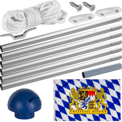 Vlajkový stožiar vrátane vlajky Bayern - 650 cm