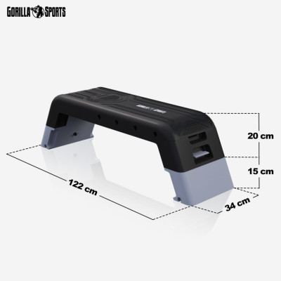 Fitness stepper GORILLA SPORTS® s úložným priestorom, čierny