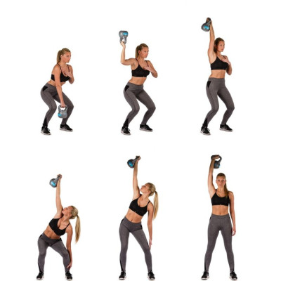 MOVIT Kettlebell činka - 3 kg, čierna/svetlomodrá