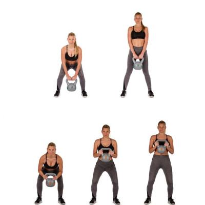 MOVIT Kettlebell činka - 3 kg, čierna/svetlomodrá