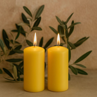 Sada stĺpových sviečok, 20 cm, Ø 7,5 cm, žltá, 2 ks