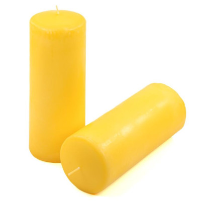 Sada stĺpových sviečok, 20 cm, Ø 7,5 cm, žltá, 2 ks