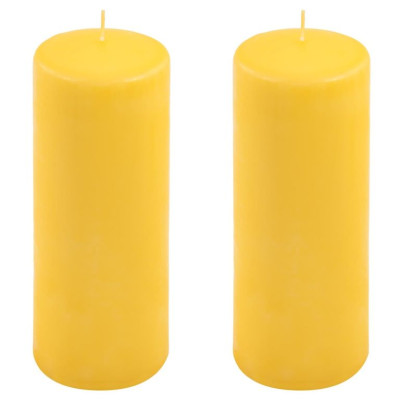 Sada stĺpových sviečok, 20 cm, Ø 7,5 cm, žltá, 2 ks