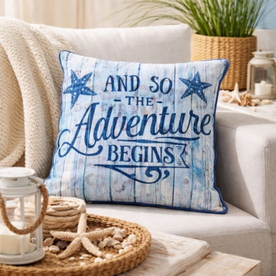 Dekoračný vankúšik so vzhľadom modrého dreva, 40 x 40 cm