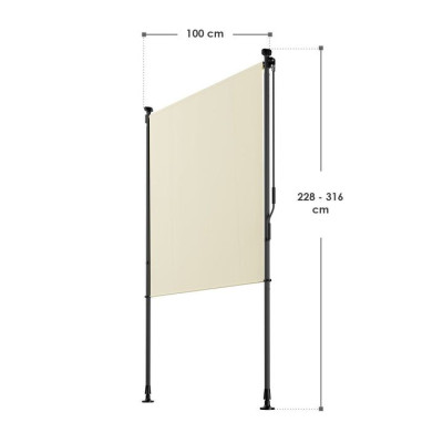 Zvislá markíza na balkón 100x228-316 cm, UV ochrana, béžová
