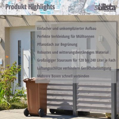 STILISTA Skriňa na 1 popolnicu, 68 x 124 x 80 cm, antracit