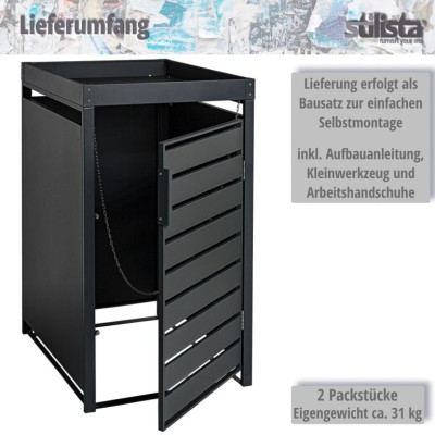 STILISTA Skriňa na 1 popolnicu, 68 x 124 x 80 cm, antracit