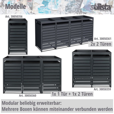 STILISTA Skriňa na 1 popolnicu, 68 x 124 x 80 cm, antracit