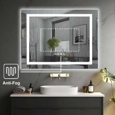 IREDA Kúpeľňové zrkadlo s LED osvetlením, 80 x 60 cm